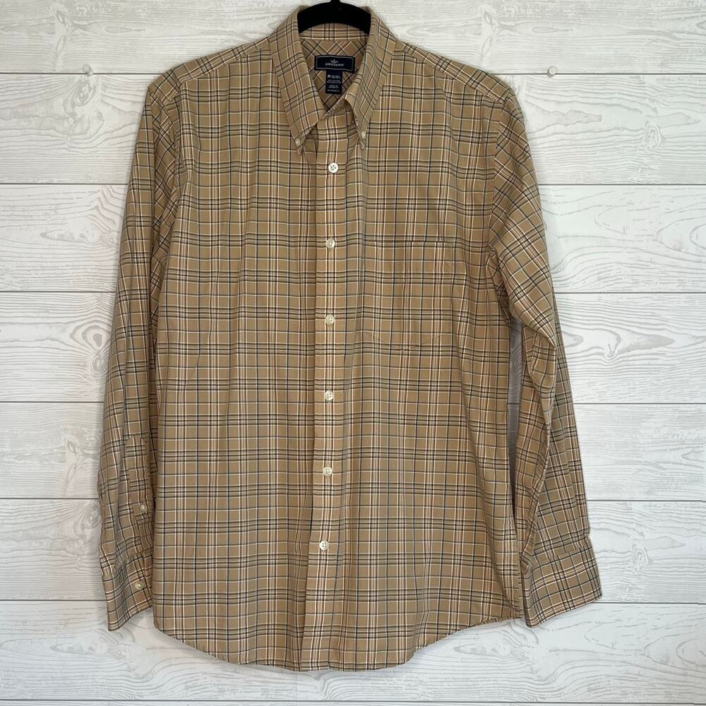 Dockers tan plaid long sleeve button front shirt business casual Size Medium